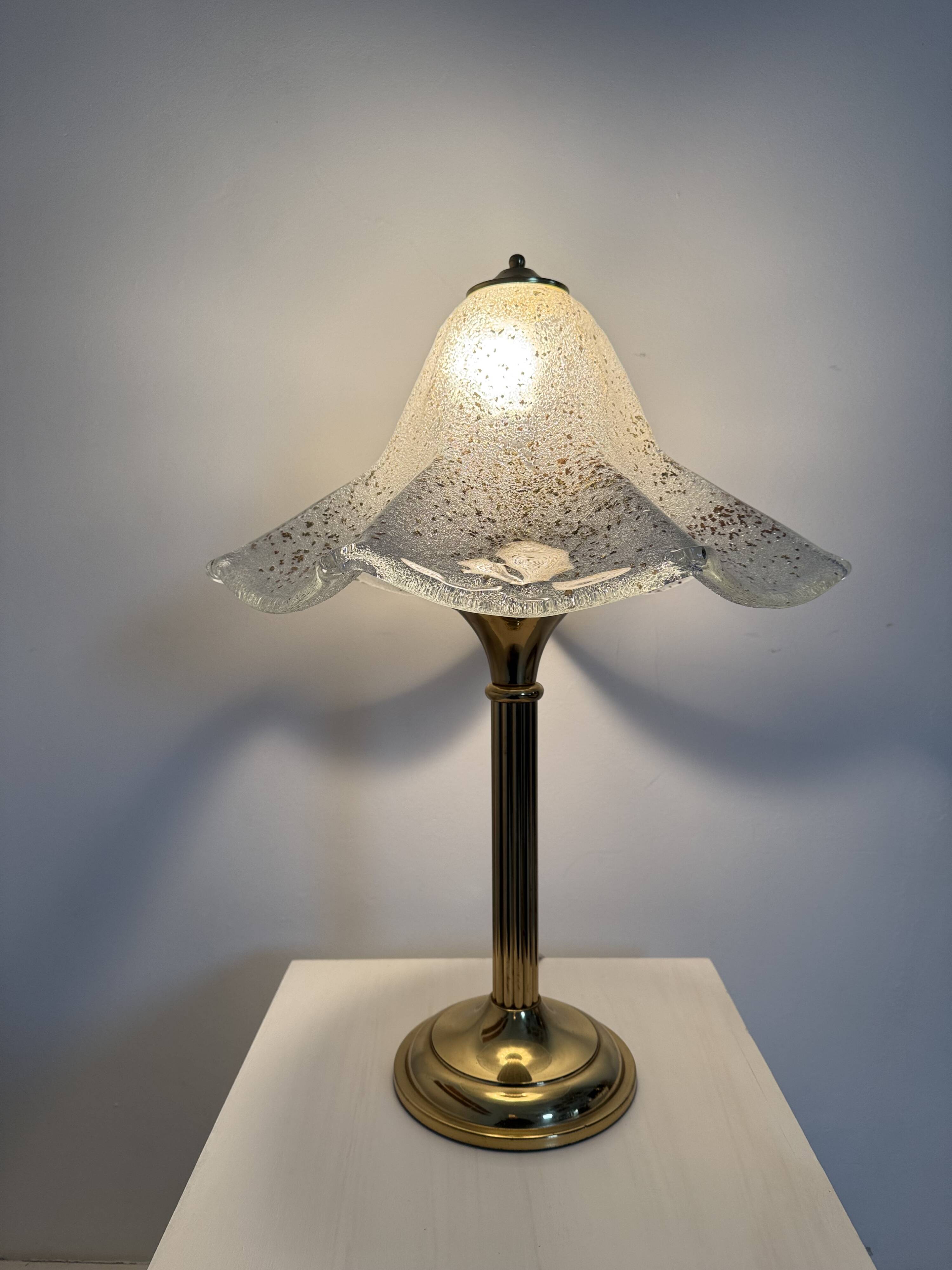Mid century glass table lamp , 1970s