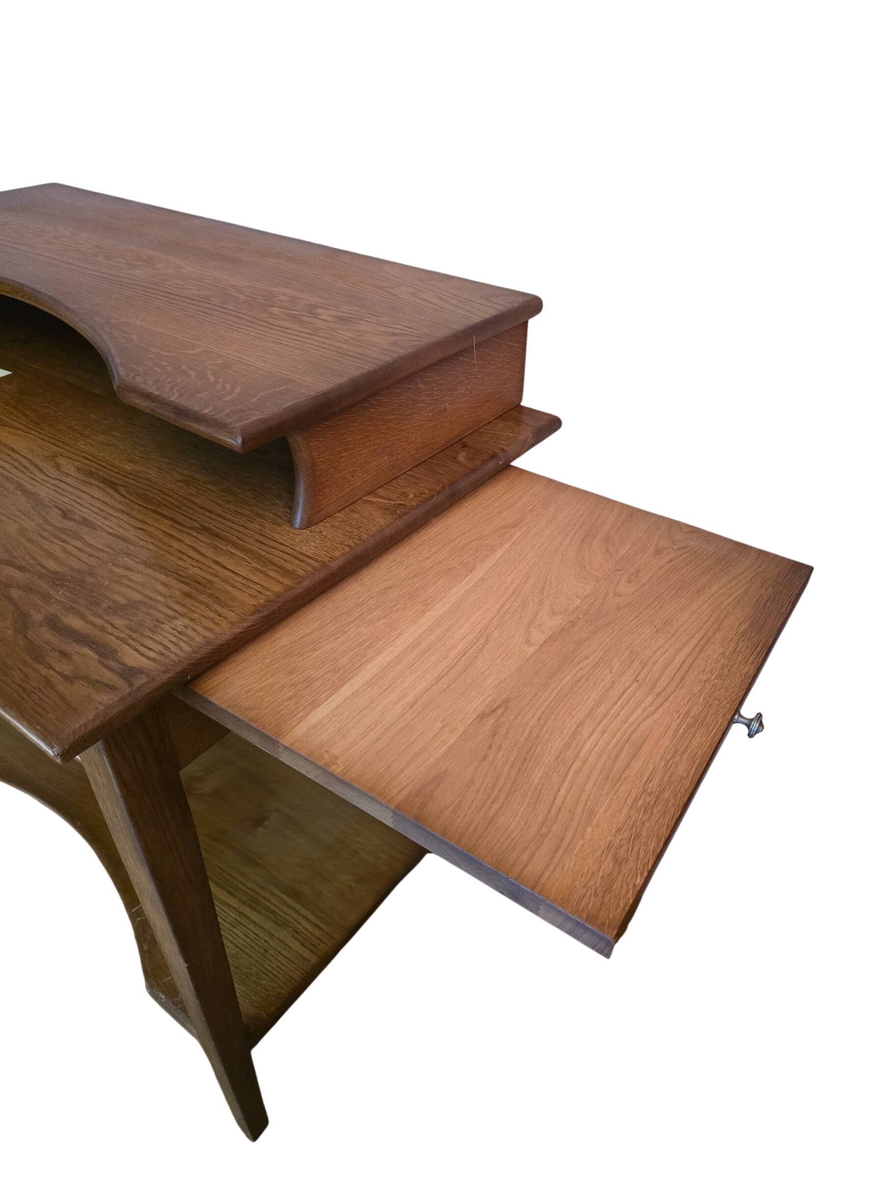 Vintage oak desk with raised top, 1970s.