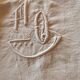 Drap ancien en lin monogrammé 3,40x2,20 m