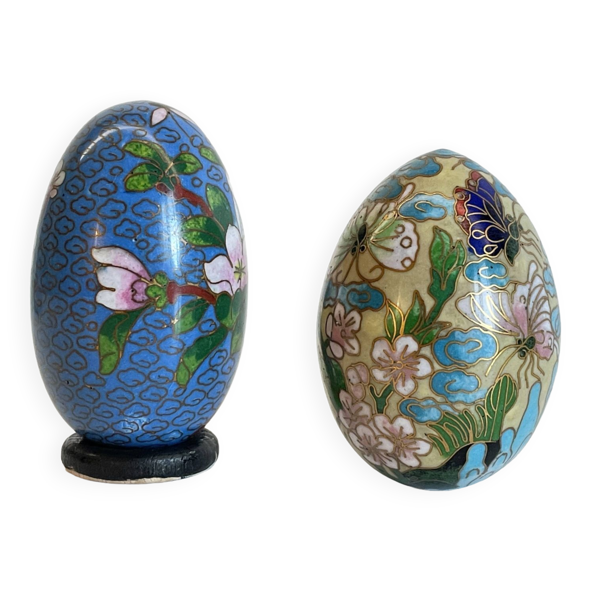 Vintage cloisonné enameled collectible eggs