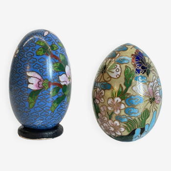 Vintage cloisonné enameled collectible eggs