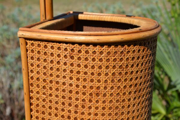Porte-parapluie osier et cannage vintage