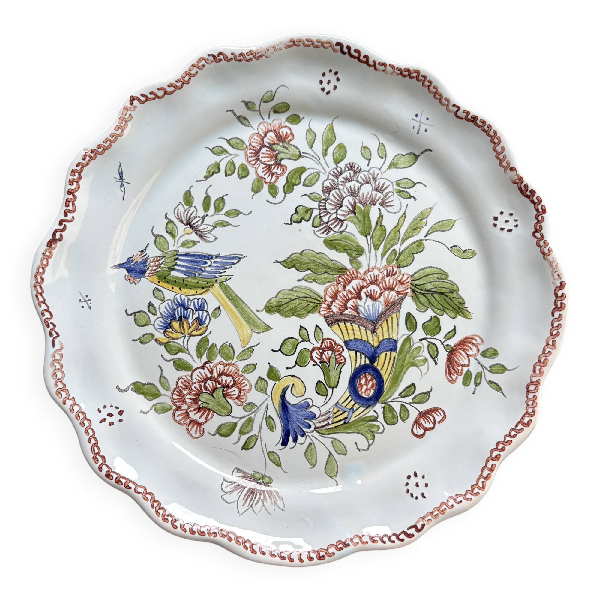 Hand-painted Rouen porcelain plate
