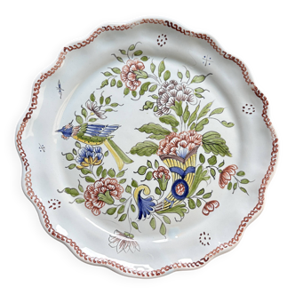 Assiette en porcelaine de Rouen peinte à la main