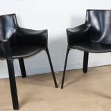 Fauteuil vintage en cuir noir - Années 80