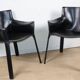Vintage black leather armchair - 1980s