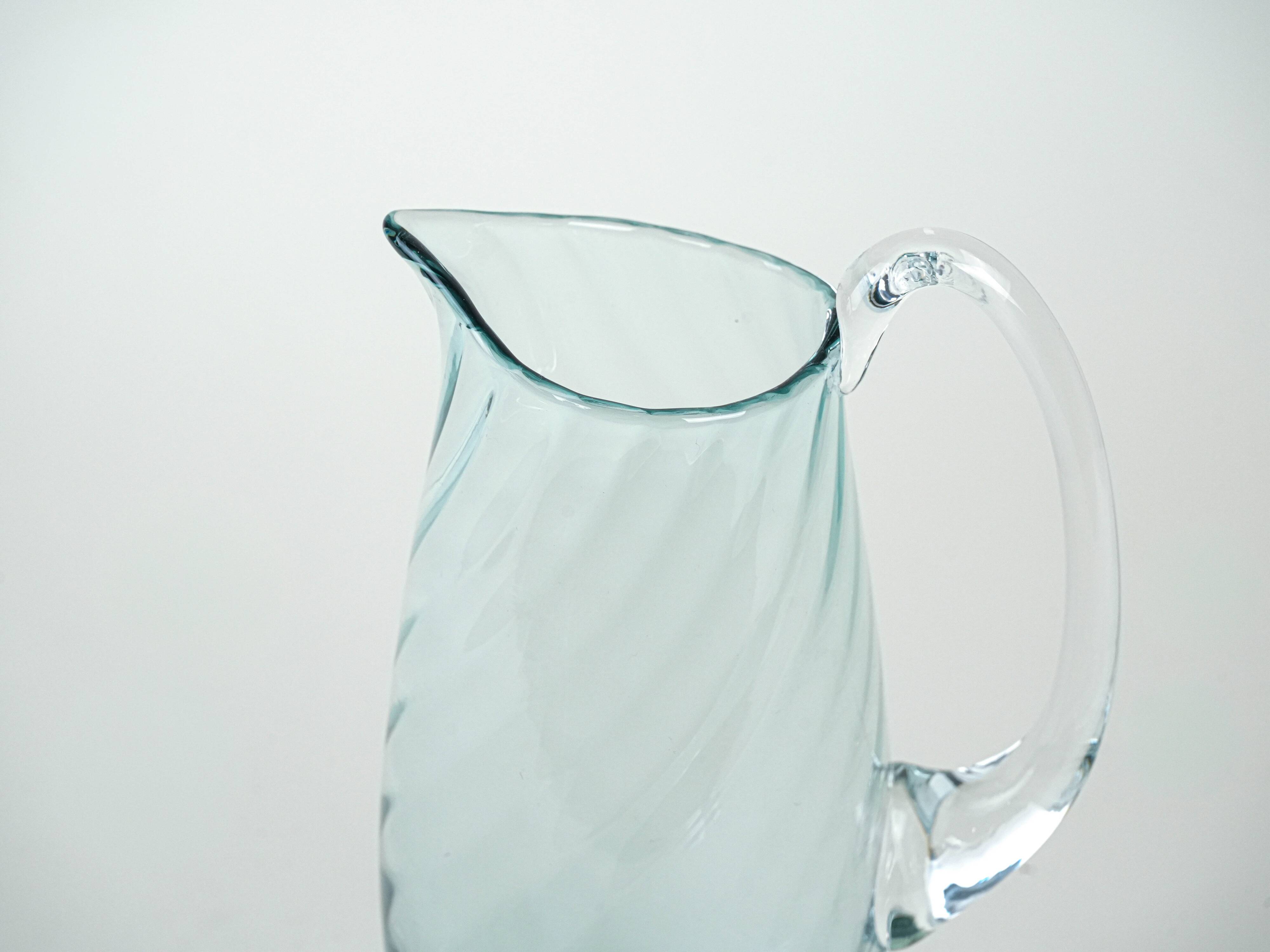 Glass jug, Italian design, 1970s, made in Italy