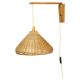 Czechoslovak Rattan and Wood Swing Arm Wall Lamp, 1960s