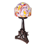 Art Deco table lamp, multi-coloured opaline in the shape of a mushroom, 1920