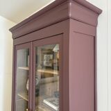 2-door solid wood display case - burgundy