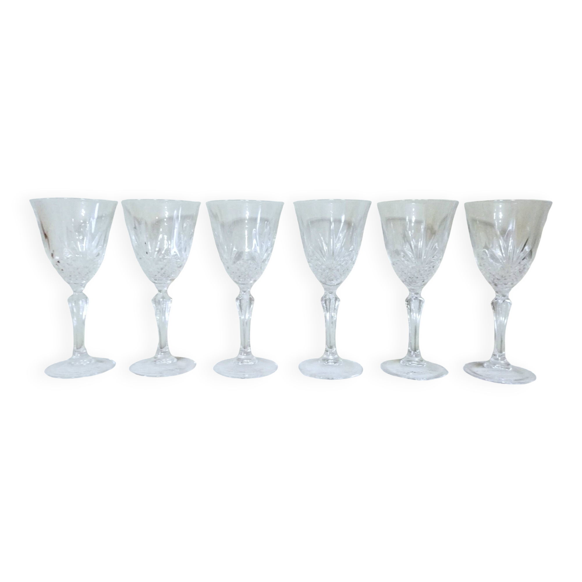 6 crystal wine glasses