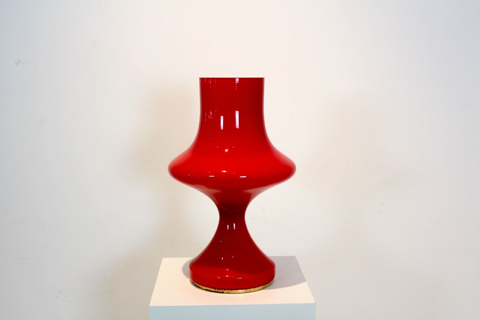 Orange opaline glass table lamp by Štepán Tabery, 1960s