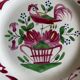 Assiette à l oiseau et panier fleuri . Luneville