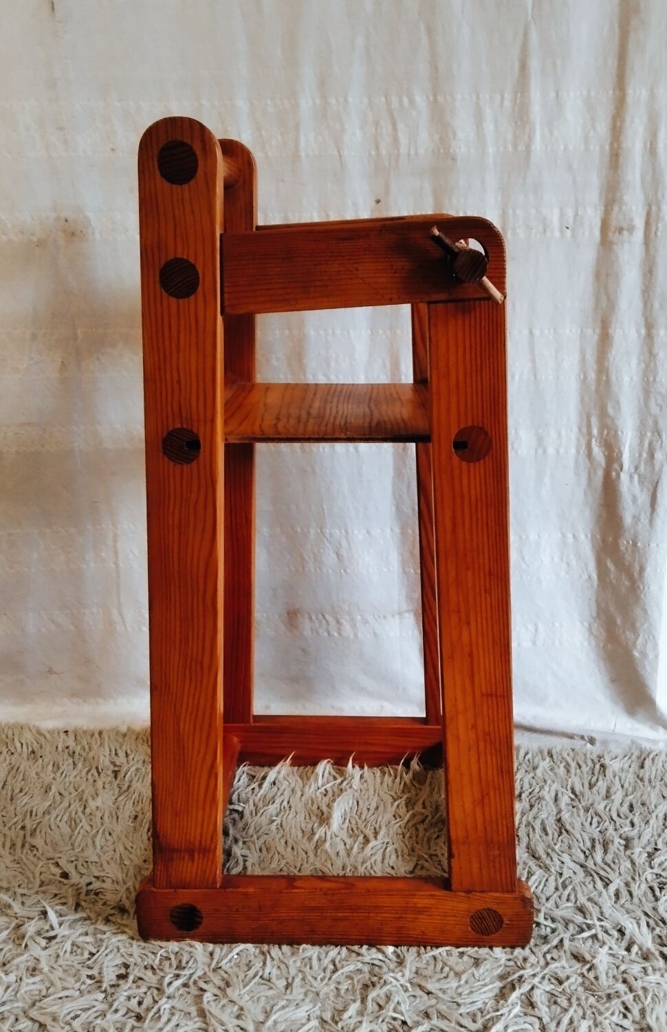 High chair for baby in solid pine - mid 20th century.