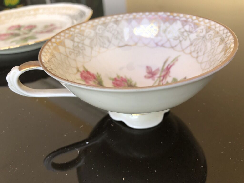 Old German porcelain cup and plate