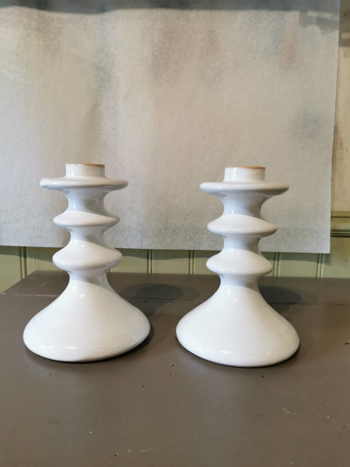 Pair of artisanal ceramic candlesticks Morocco