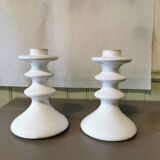 Pair of artisanal ceramic candlesticks Morocco