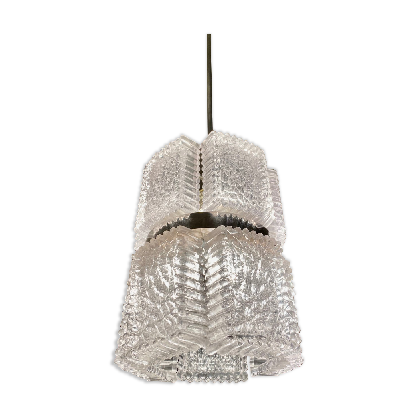 Chandelier by Kaiser Leuchten, frosted glass, Germany 1960