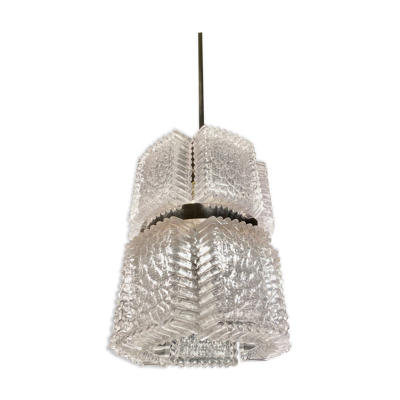 Lustre par Kaiser Leuchten, verre givré, Allemagne 1960