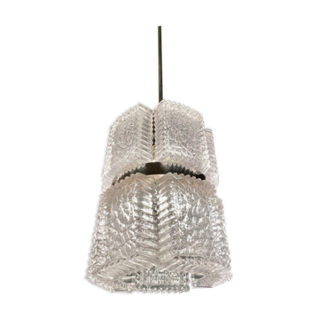 Lustre par Kaiser Leuchten, verre givré, Allemagne 1960