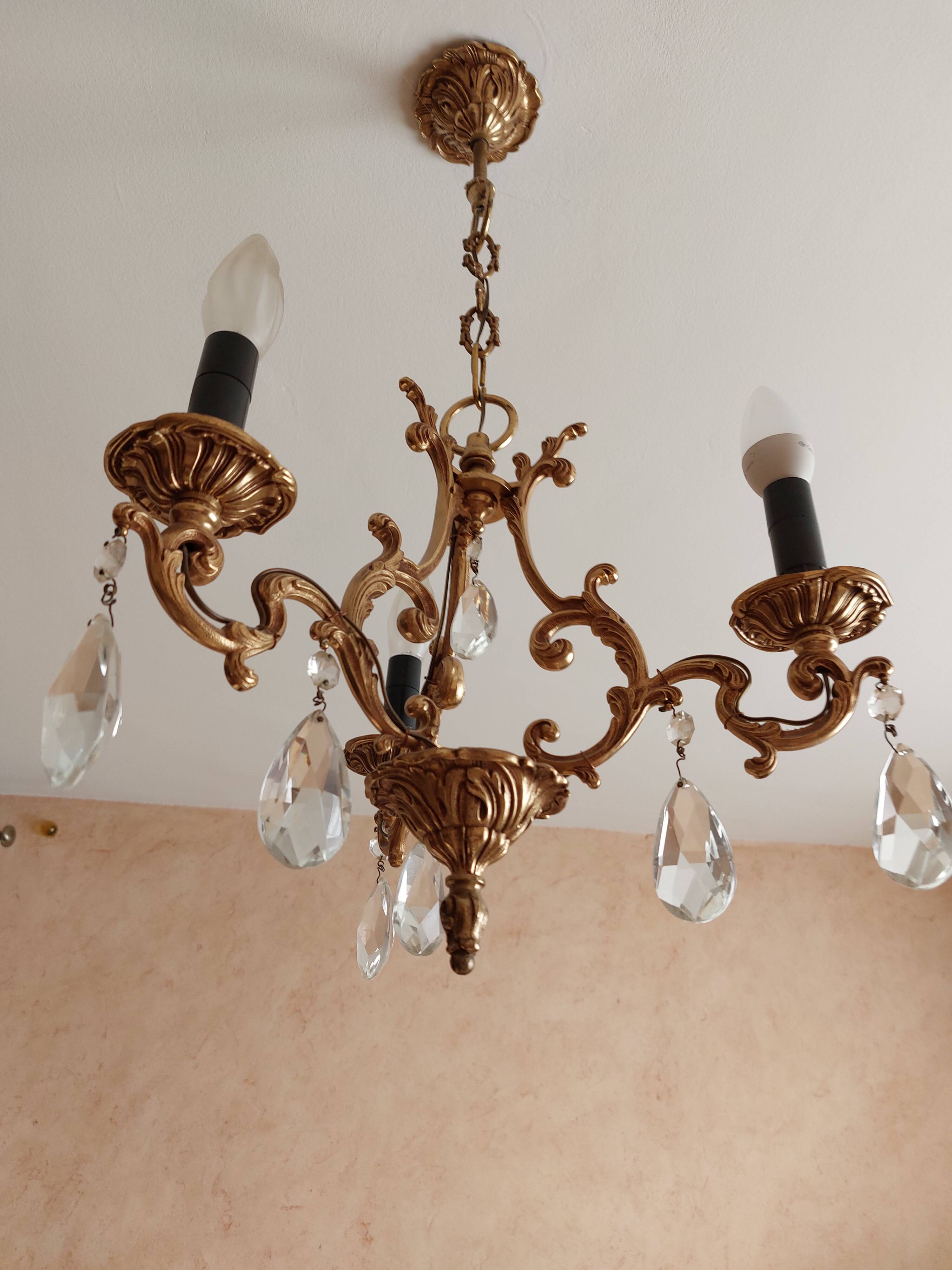 Golden bronze chandelier in Louis XV style