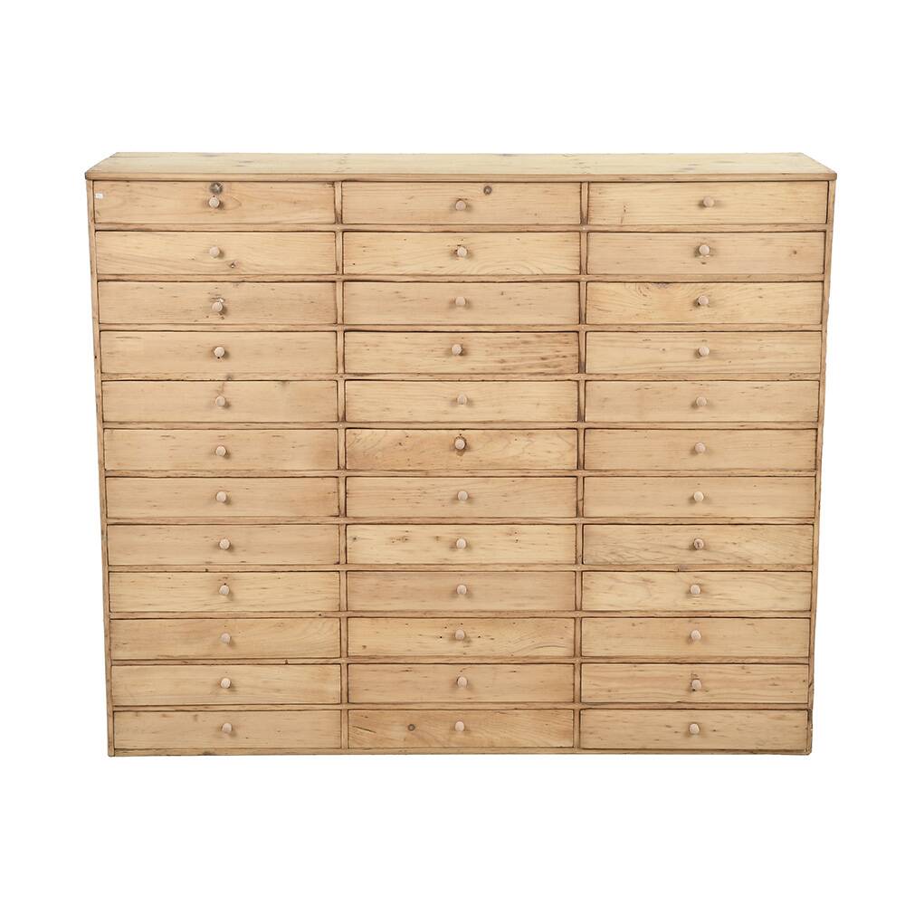 Craft furniture with 36 drawers in raw wood