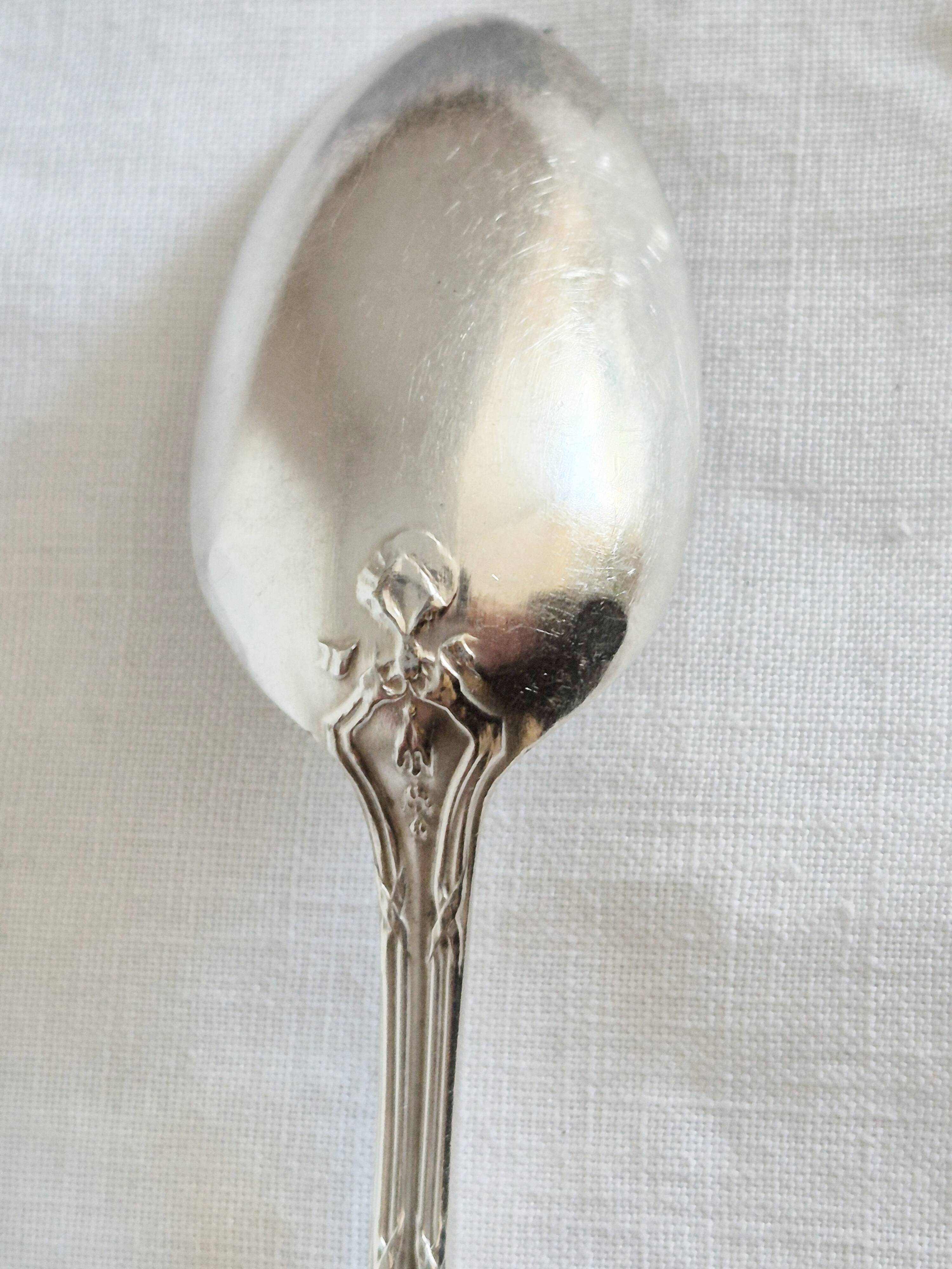 Dessert spoons, silver teaspoons, "white metal"