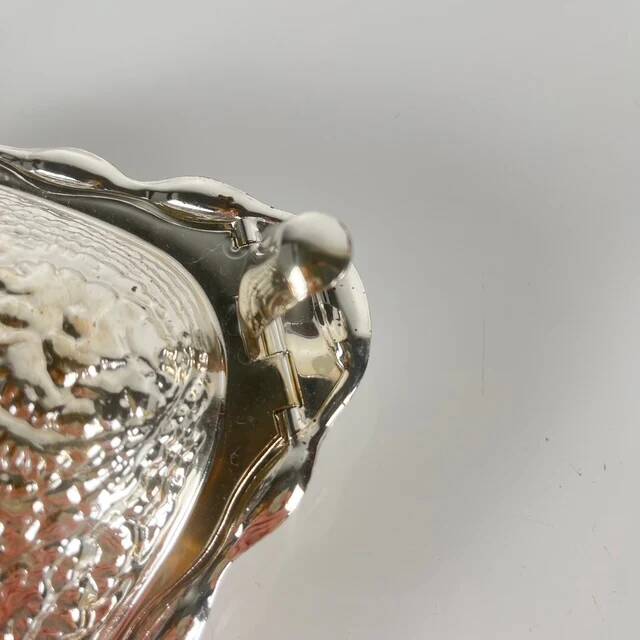 Vintage metal butter dish "Oyster" with glass insert, 1970.