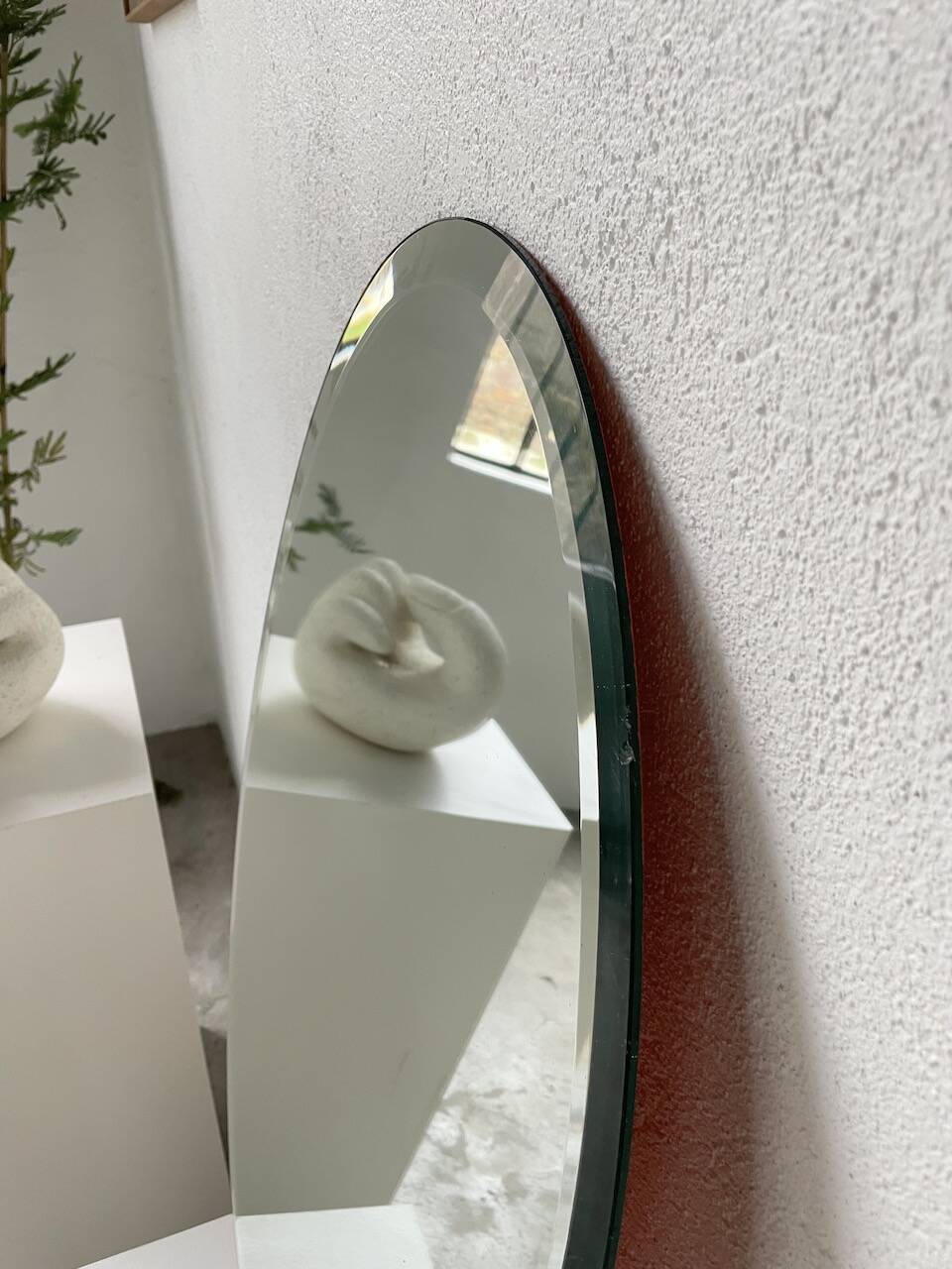 1950s oval beveled mirror
