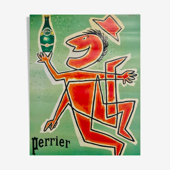 Affiche original Perrier L'eau minérale gazeuse par Raymond Savignac 1970 - Petit Format - On linen