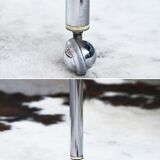 Postmodern chrome armchair grey velvet, casters