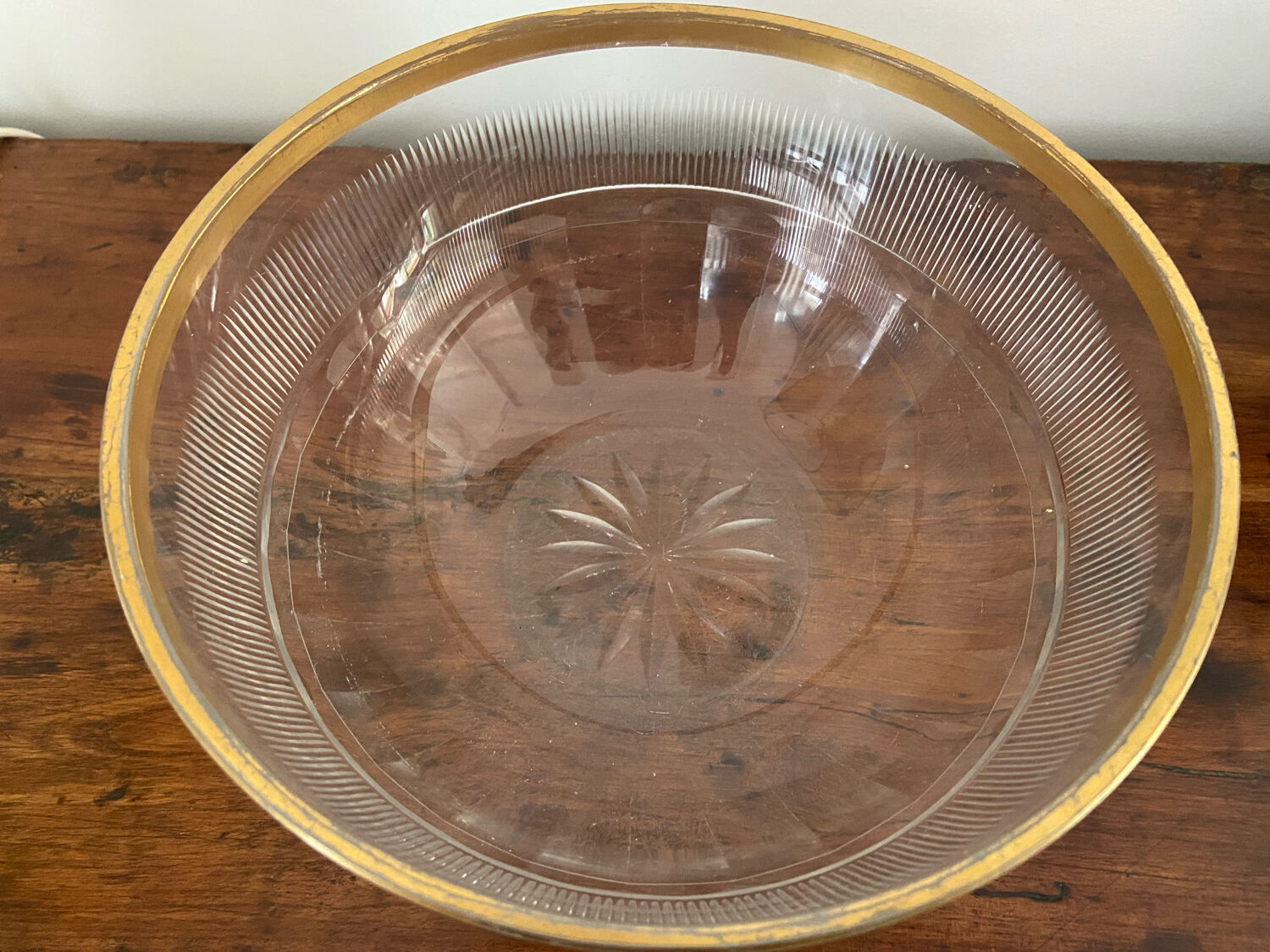 Antique crystal salad bowl