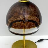 Leucos Mid-Century Modern Italian Murano Glass and Brass Table Lamp, 1970s
