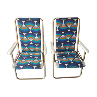 Pair of 70s Lafuma camping chairs