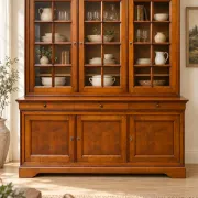 French library in Louis-Philippe style made of solid fruitwood.
