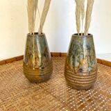 Enamelled stoneware vases