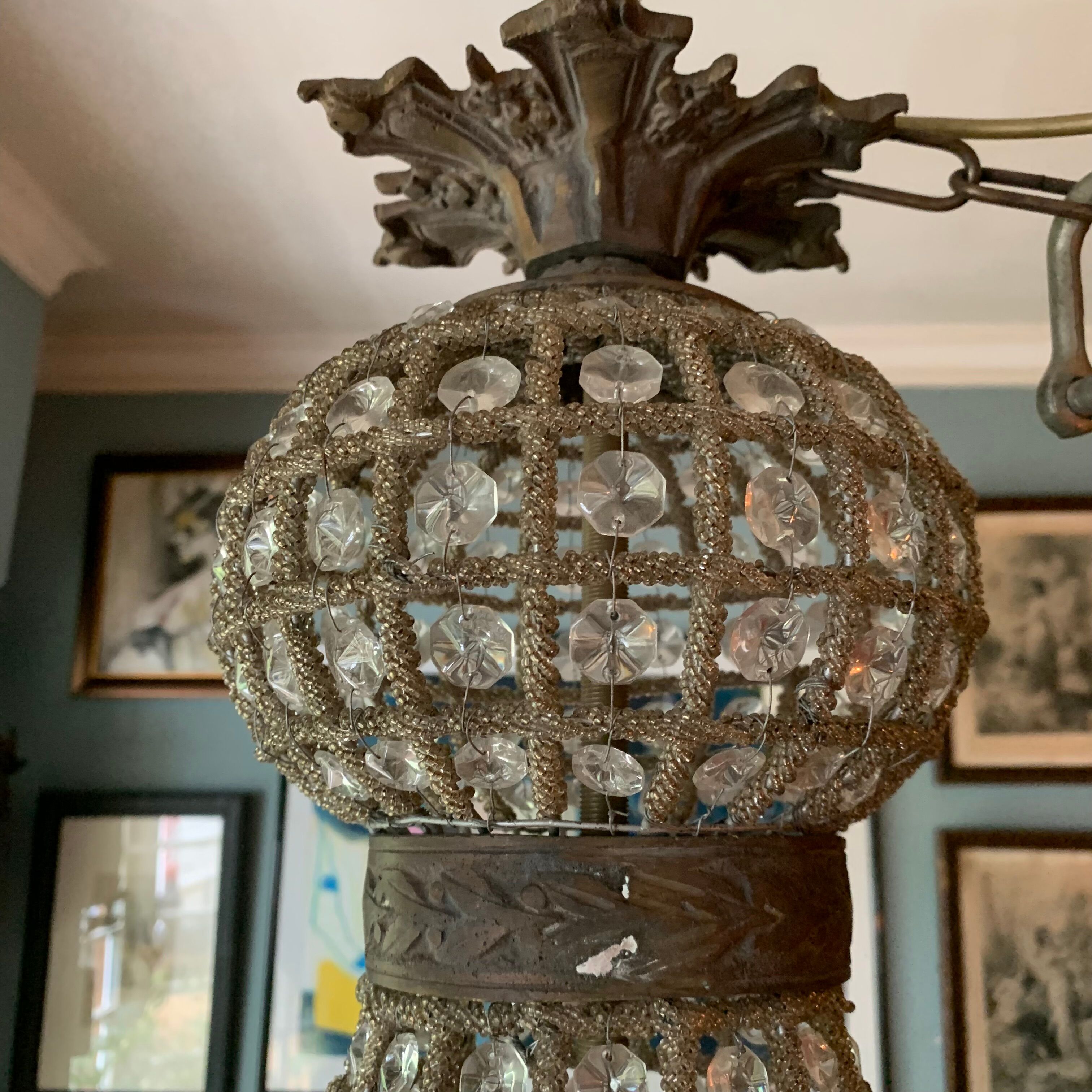 Bronze balloon chandelier and grapevines 90cm