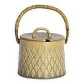 Sugar bowl with brass and wicker handle designed by Jens H. Quistgaard
