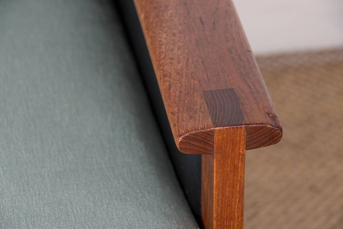 Pair of Danish Armchairs in Teak, fabric and leather, model N°4 Capella Illum Wikkelsø/Niels Eilersen.