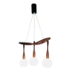 Suspension à 3 feux Rispal teck et opalines - 1950