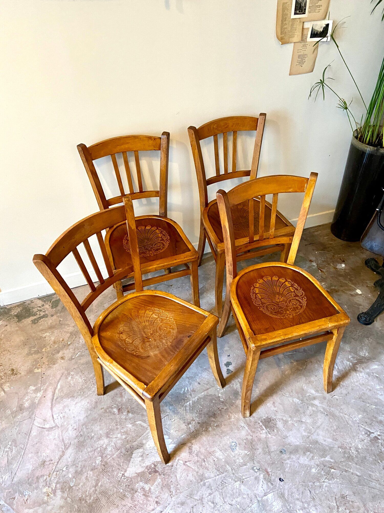 4 bistro chairs in light beech
