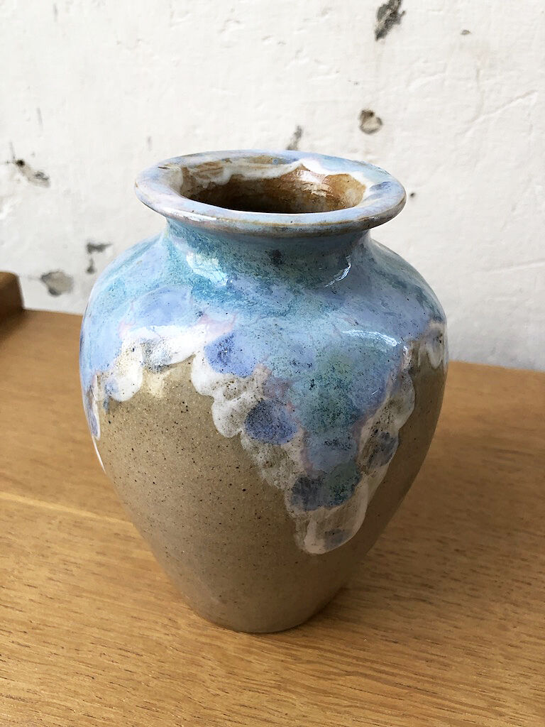 Enamelled sandstone vase