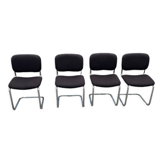 Set of 4 Breuer design fabric cesca chairs