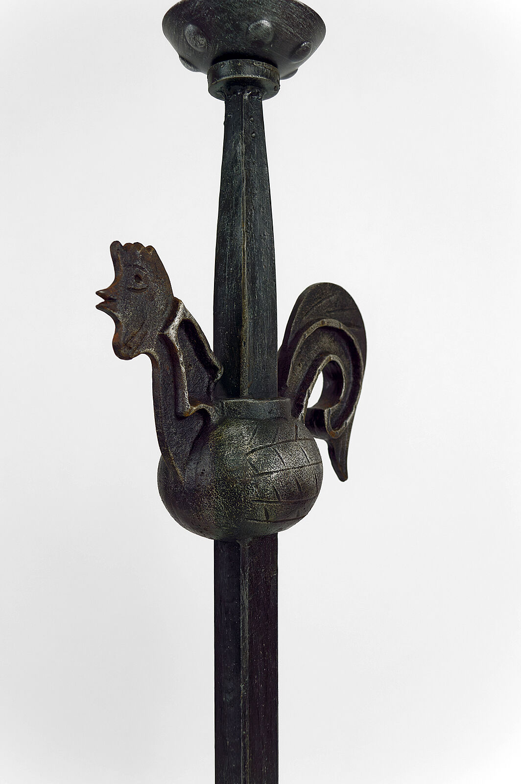 Floor lamp with wrought iron rooster by Jean Touret for the Ateliers Marolles, circa 1950