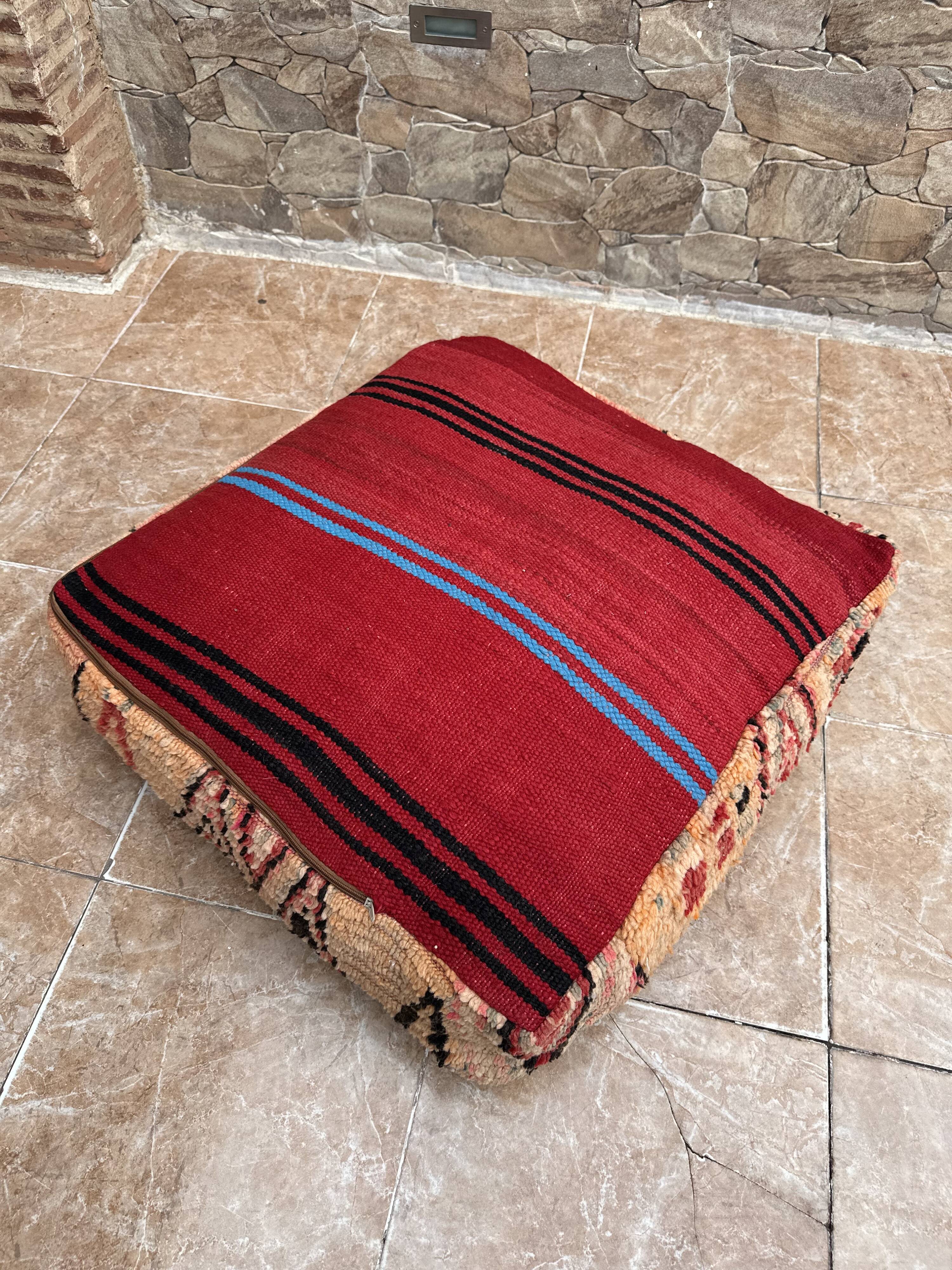 Handmade Berber Kilim pouf, floor cushion