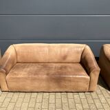 3-seater De Sede sofa in 5mm NECK Buffalo leather, Cognac color
