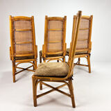 Vintage rattan and cane dining chairs, 1970s