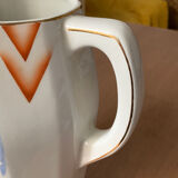 Porcelain pitcher stamped AMC part of a 3-piece toiletries