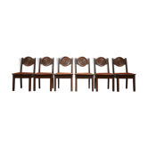 Set of Six Art Deco Oak French Dining Chairs (6)