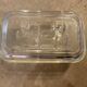 Old butter dish with glass cow decor brand duralex vintage 1970s